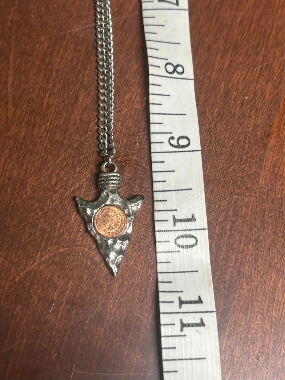 VINTAGE 1903 Indian Head Penny Arrowhead Necklace